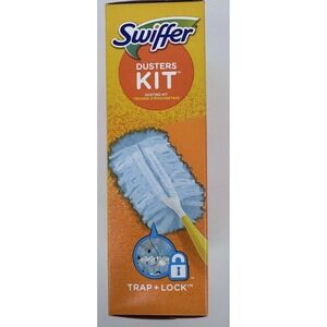Swiffer Dusters Kit Handheld Microfiber Duster Blue Trap + Lock Cleaning New
